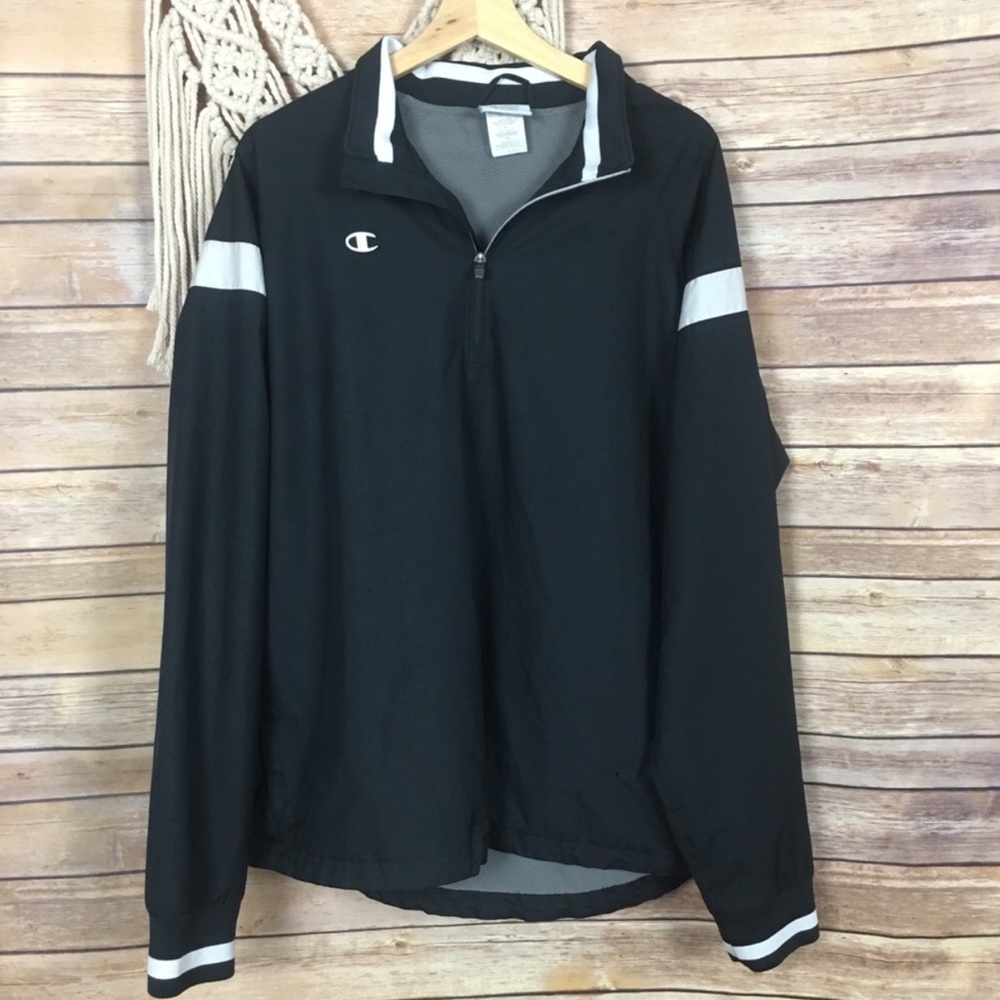 Champion | Black Quarter Zip Windbreaker Jacket